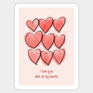 I love you with all my hearts card Sticker